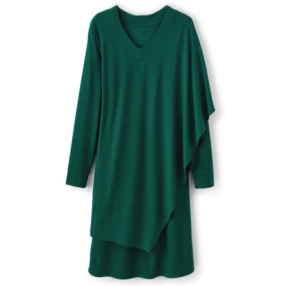 SOFT SURROUNDINGS Marla Layered Dress in Jewel Green Size PM